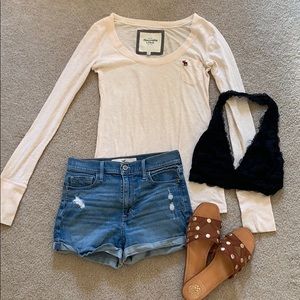 Abercrombie And Fitch Sheer Pink Long sleeve tee